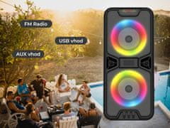 Manta SPK816 prenosni zvočnik, karaoke zvočni sistem, vgrajena baterija, Bluetooth 5.0, Disco LED lučke, črn (MAN-SPK816)