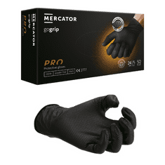 MERCATOR MEDICAL GoGrip PRO, zaščitne nitrilne rokavice brez pudra, 50 kos, XL, črne