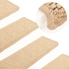 Vidaxl Samolepilne preproge za stopnice sisal 15 kosov 65x25 cm bež