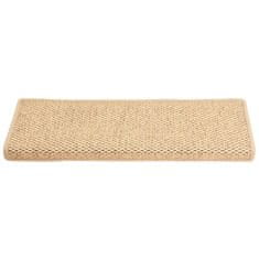 shumee Samolepilne preproge za stopnice sisal 15 kosov 65x25 cm bež