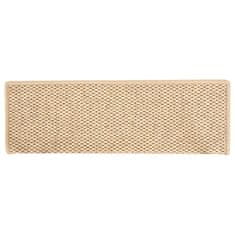 Greatstore Samolepilne preproge za stopnice sisal 15 kosov 65x25 cm bež