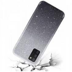 Bling ovitek za Samsung Galaxy A03s, silikonski, 2 v 1, srebrno-siv