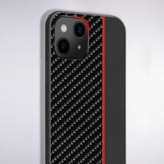 ovitek za iPhone 13 Pro, silikonski, carbon črn z rdečo črto