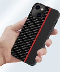 ovitek za iPhone 13 Pro, silikonski, carbon črn z rdečo črto