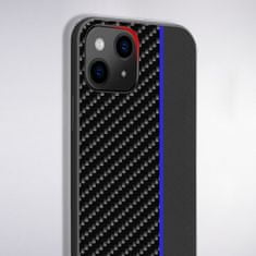 ovitek za iPhone 13 Pro Max, silikonski, carbon črn z modro črto