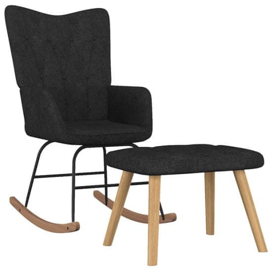 Greatstore Gugalni stol s stolčkom črno blago