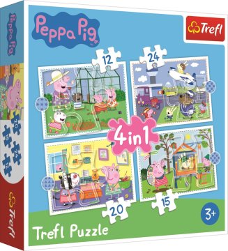Trefl Puzzle Peppa Pig: Spomini na počitnice 4 v 1 (12,15,20,24 kosov)