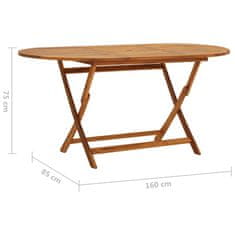Vidaxl Vrtna miza 160x85x75 cm trden akacijev les