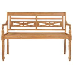 Vidaxl Klop Batavia s svetlo zeleno blazino 120 cm trdna tikovina