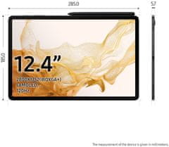 Samsung Galaxy Tab S8+ (X800) tablični računalnik, Wi-Fi, 128 GB, temno siva