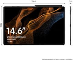 Samsung Galaxy Tab S8 Ultra 5G (X906) tablični računalnik, 128 GB, temno siva