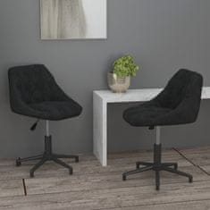 shumee Vrtljivi namizni stoli, 2 kosa, črni, oblazinjeni z žametom