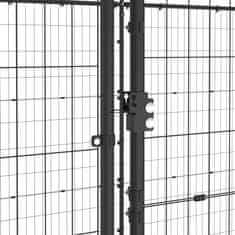 Vidaxl Zunanji pasji boks jeklo s streho 12,1 m²