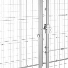 Vidaxl Zunanji pasji boks pocinkano jeklo s streho 12,1 m²