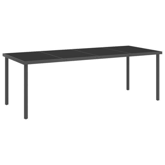 Greatstore Zunanja jedilna miza antracitna 220x90x75 cm jeklo in steklo
