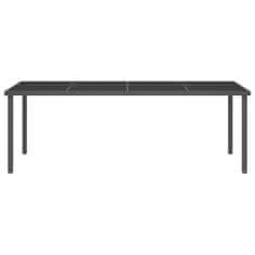 Vidaxl Zunanja jedilna miza antracitna 220x90x75 cm jeklo in steklo