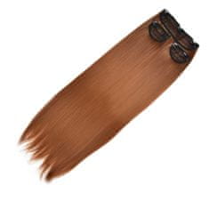 Vipbejba Sintetični clip-on lasni podaljški na 3 zavese, ravni, oranžno rjavi S2