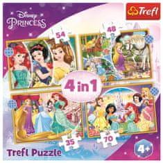 Trefl Disneyjeva sestavljanka princesa: Veseli dan 4 v 1 (35,48,54,70 kosov)