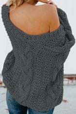 OMG! ženske pleten pulover z v-izrezom Eldynt siva 2XL