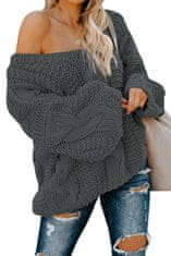 OMG! ženske pleten pulover z v-izrezom Eldynt siva 2XL