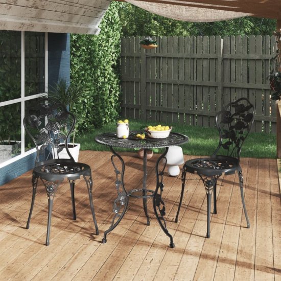 Vidaxl Bistro garnitura 3-delna liti aluminij črna