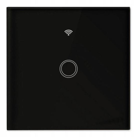 SMART HOUSE Stikalo na dotik stekleno Wi-Fi Tuya enojno črno LED