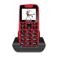 Evolveo EasyPhone mobilni telefon za starejše s polnilnim stojalom, Rdeč