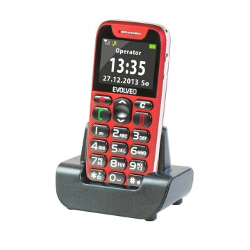 Evolveo EasyPhone mobilni telefon za starejše s polnilnim stojalom, Rdeč