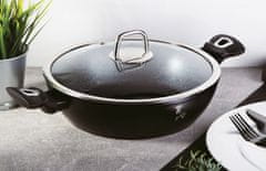 Berlingerhaus Ponev WOK s pokrovom in marmornato površino 30 cm Black Silver Collection BH-7113