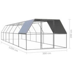 Vidaxl Zunanji kokošnjak 3x12x2 m pocinkano jeklo