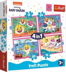 Trefl Puzzle Baby Shark: Družina 4 v 1 (12,15,20,24 kosov)