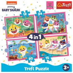Trefl Puzzle Baby Shark: Družina 4 v 1 (12,15,20,24 kosov)