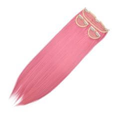 Vipbejba Sintetični clip-on lasni podaljški na 3 zavese, ravni, pastel roza C1