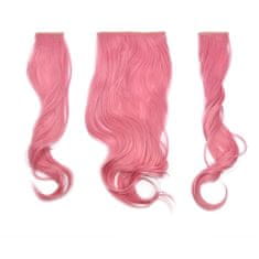 Vipbejba Sintetični clip-on lasni podaljški na 3 zavese, skodrani, pastel roza C1