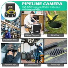 POLICEtech Kamera za pregled cevi 30m, inšpekcijska, endoskop za kanalizacijsko industrijo, Vodoodporna IP68 s 9-palčnim LCD monitorjem HD 1080p DVR snemalnik