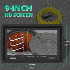 POLICEtech Kamera za pregled cevi 50m, inšpekcijska, endoskop za kanalizacijsko industrijo, Vodoodporna IP68 s 9-palčnim LCD monitorjem HD 1080p DVR snemalnik