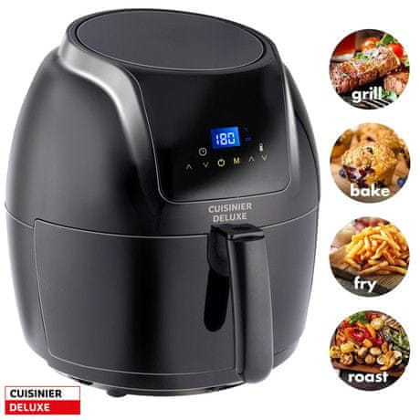 Cuisinier Deluxe cvrtnik / friteza na vroči zrak, XXL, 5L, brez olja - 80% manj maščob, 1600 - 1800 W, digitalen