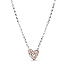 Pandora Romantična srebrna ogrlica s cirkoni Rose 380089C01-45