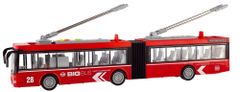 Teddies Trolejbus/avtobus, plastičen, 45 cm, na vztrajnik, na baterije, s svetlobo in zvokom, v škatli, 48 x 18 x 11 cm