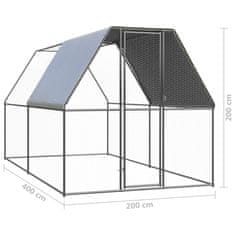 Vidaxl Zunanji kokošnjak 2x4x2 m pocinkano jeklo