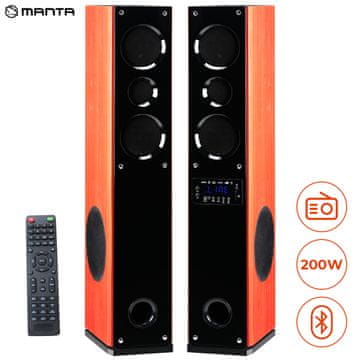 Manta SPK730 zvočni sistem, Bluetooth 5.0, 200 W RMS, BT/FM Radio/USB/MIC/HMDI-ARC/AUX/Optical, daljinec