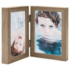 Greatstore Dvodelni okvir za fotografije, svetlo rjave barve, 2 x (10x15 cm)
