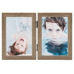 Greatstore Dvodelni okvir za fotografije, svetlo rjave barve, 2 x (10x15 cm)