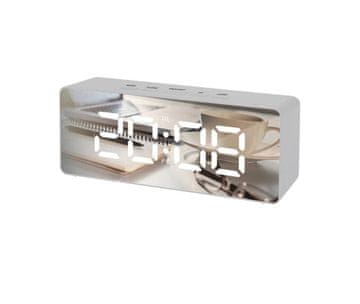 Bass Polska USB elektronska budilka z termometrom in ogledalom