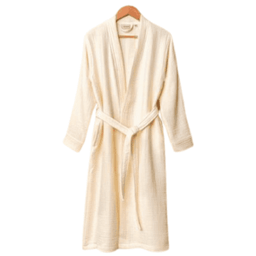 Denizli Concept Kopalni plašč iz muslina KIMONO kremna barva. 100% bombaž.