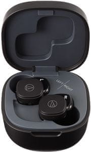 čudovite slušalke Audio-Technica ATH-SQ1TW, odličen zvok, odporne na vodo in znoj, lahka polnilna škatla, tehnologija Bluetooth, nadzor na dotik IPX4