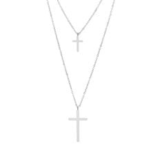 Troli Brezčasna dvojna jeklena križna ogrlica