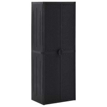 Vidaxl vidaXL Vrtna omara, črna, 65x45x172 cm, PP ratan