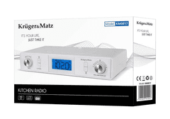Krüger&Matz Tranzistor kuhinjski-podelementni z bluetooth, FM, budilka, timer, bela barva