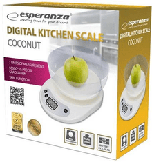 Esperanza Tehtnica kuhinjska digitalna COCONUT, z posodo, do 5kg